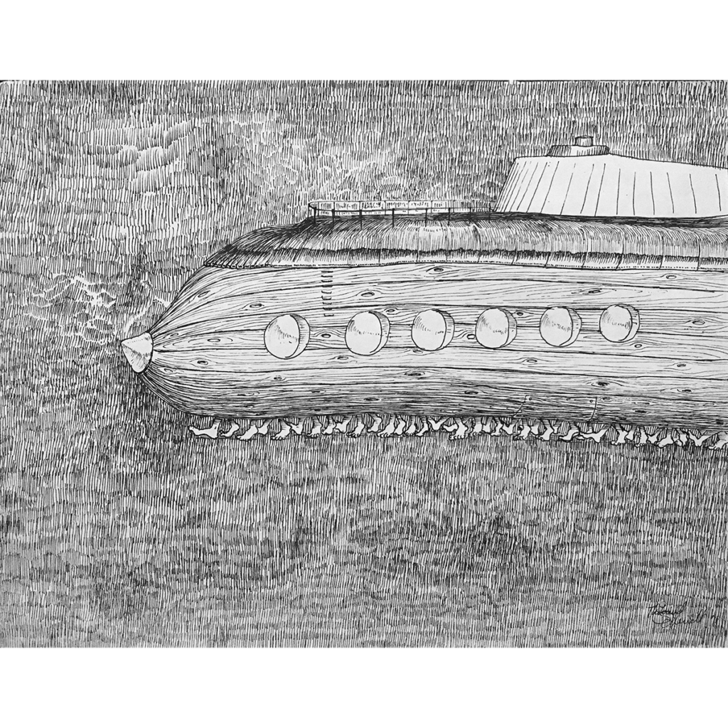 U-Boot, Tusche auf Papier, 30*40cm. 2016